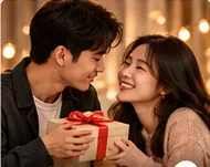 Cặp đôi trao quà cho nhau